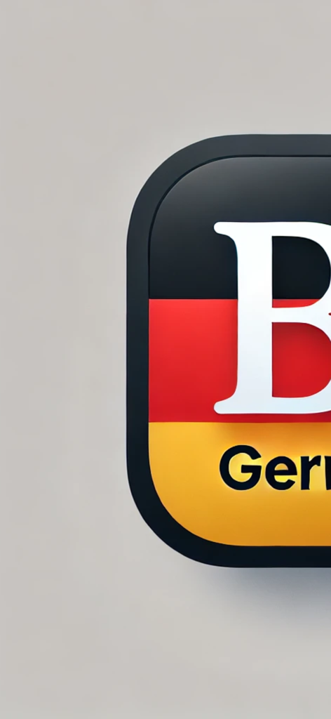 German Grammar B1 - German Grammar B1 app icon featuring the German flag colors with a large letter B