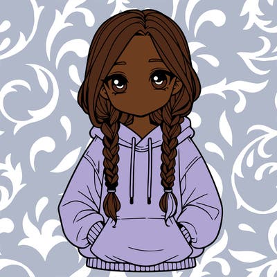 a realistic girl with a oversized hoodie and she has braids