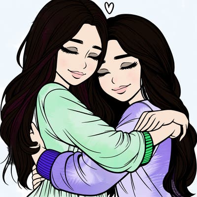 realistic girls hugging