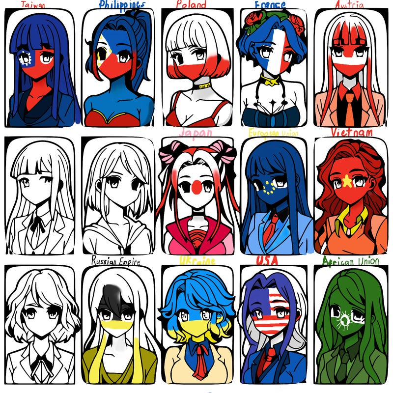 girls that look diffrent anime