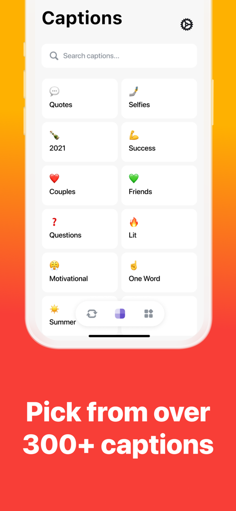 Repost Posts Videos: RepostMax - RepostMax screen displaying a variety of caption categories for social media posts