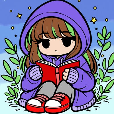 girl in oversized hoodie reading a book