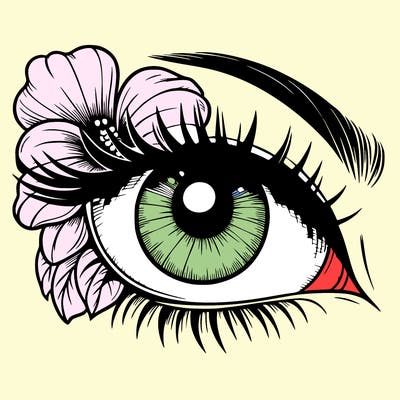 realistic eye with flower