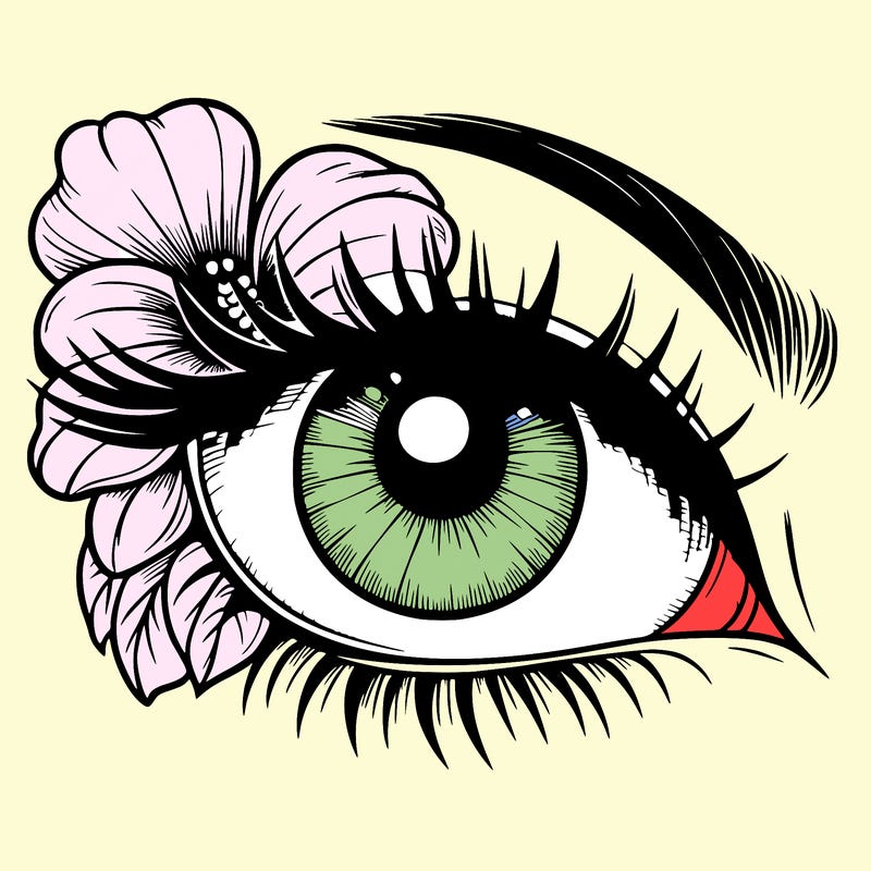 realistic eye with flower