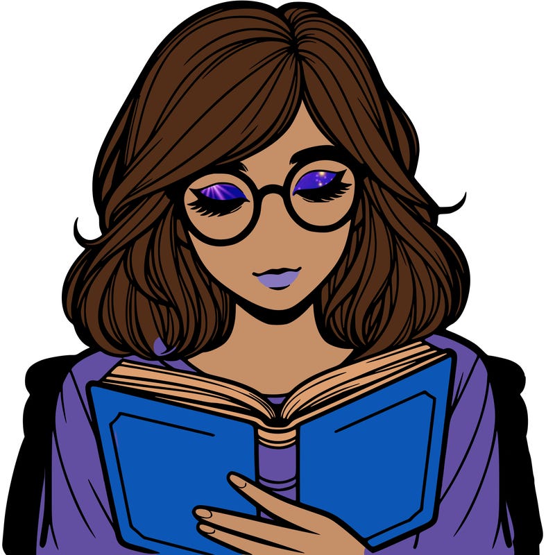 girl reading with glasses realistic
