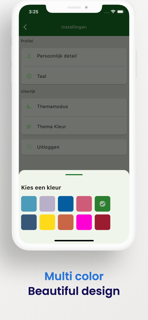 Resto Cerme - Interface do aplicativo Resto Cerme mostrando o menu de seleção de cor do tema.