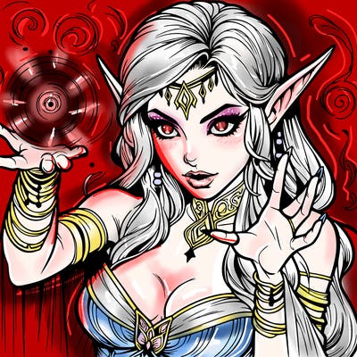 realistic scary beautiful elf sorceress casting spell