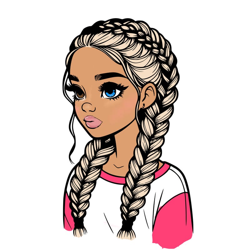 realistic girl with braids