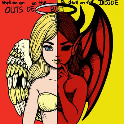 realistic angel half demon