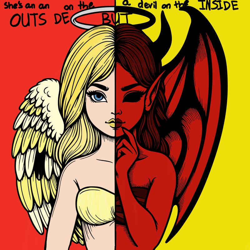 realistic angel half demon