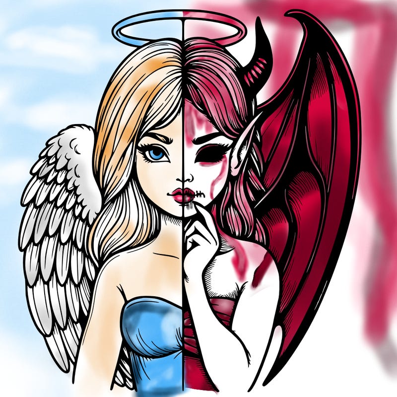 realistic angel half demon