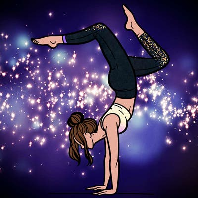 a woman doing a handstand