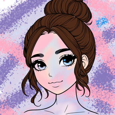realistic pretty girl with hair in bun