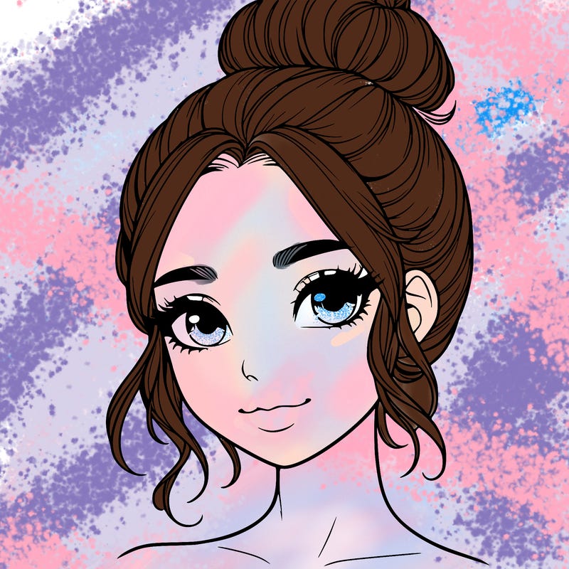 realistic pretty girl with hair in bun