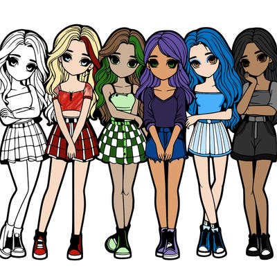 a group of girls realistic