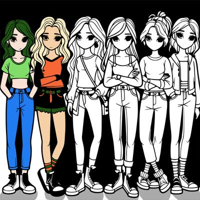 a group of teenage girls in a line