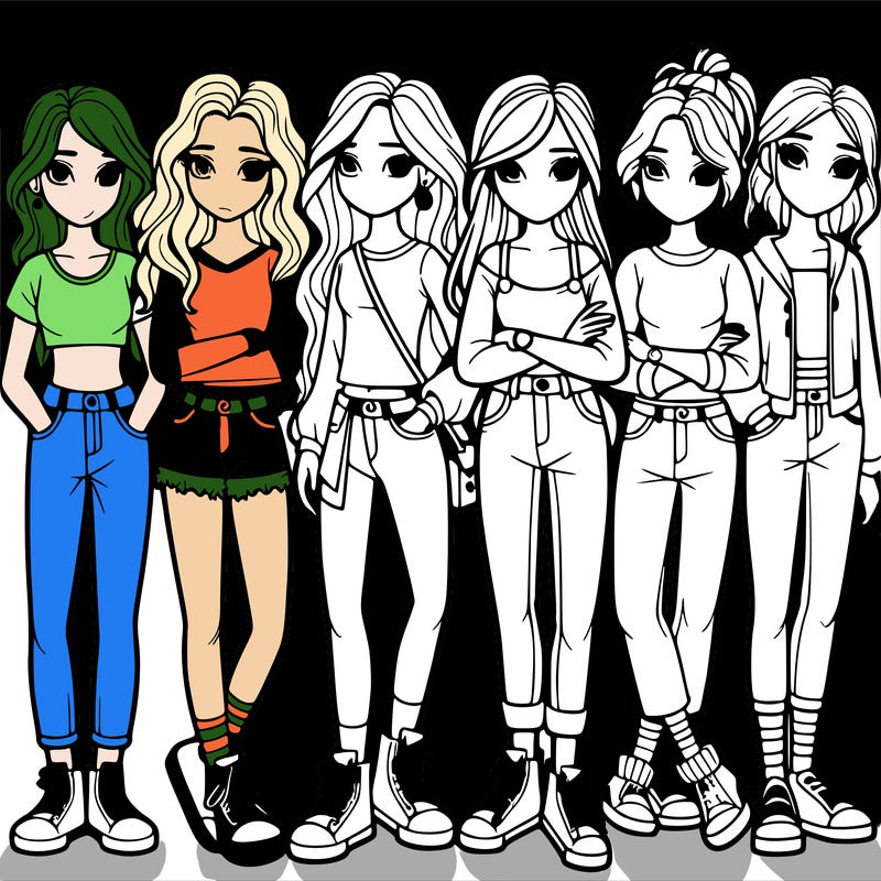 a group of teenage girls in a line