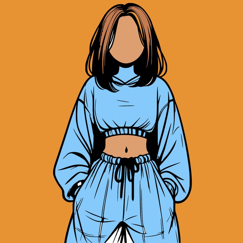 realistic girl faceless with baggy pants and a crop top