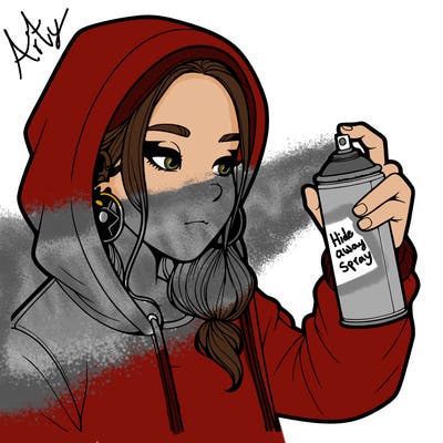a realistic girl, spray painting