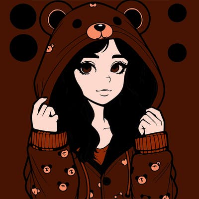 realistic girl in a animal pjs hoodie