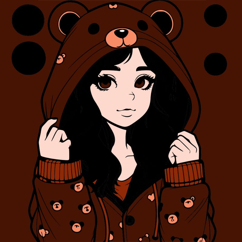 realistic girl in a animal pjs hoodie