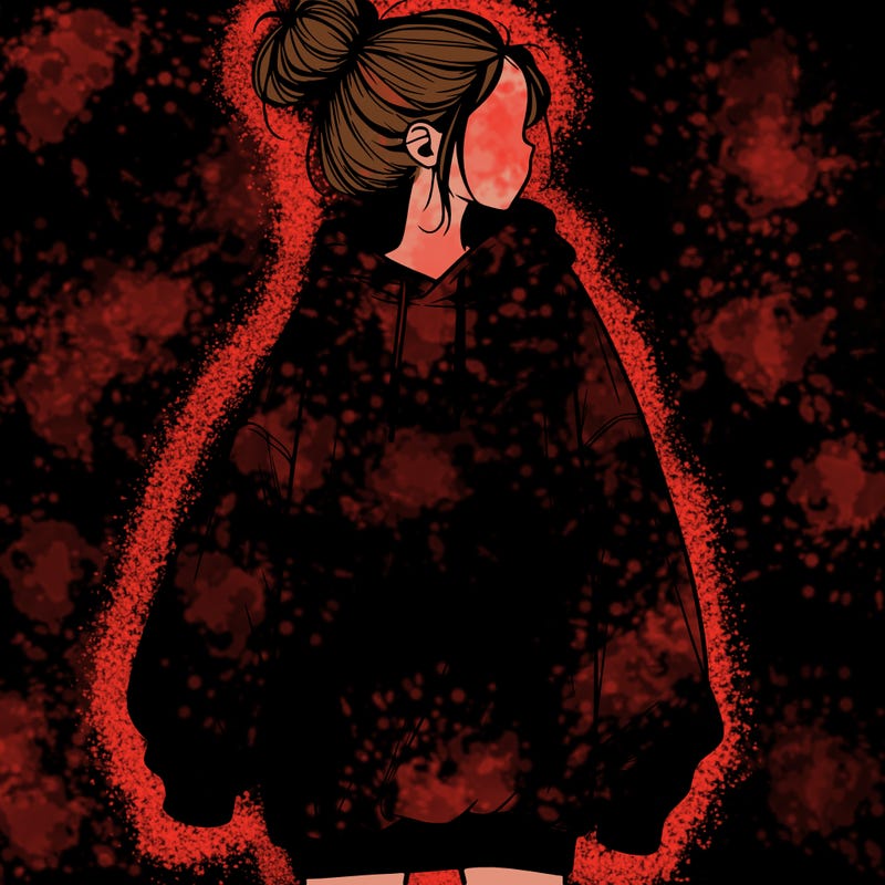 realistic girl with a oversized sweatshirt on and a bun