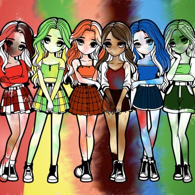 a group of girls realistic