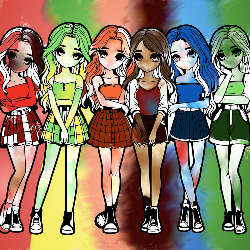 a group of girls realistic