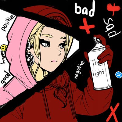 a realistic girl, spray painting