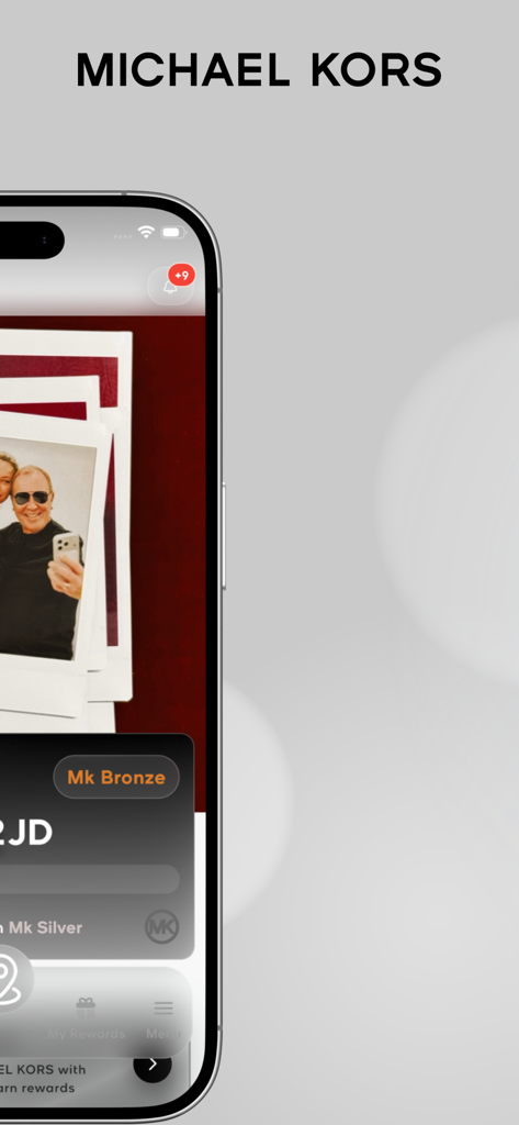 MICHAEL KORS REWARDS - Interface of the Michael Kors Rewards app displaying the Bronze loyalty status and member profile.