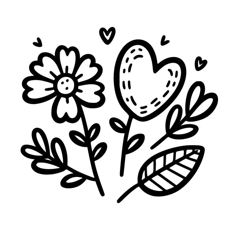 two flowers and a heart