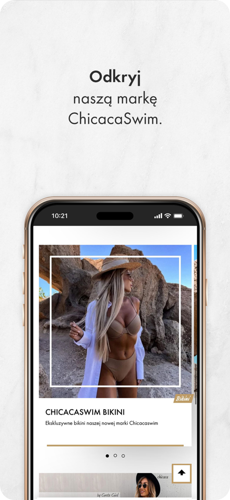 Chicaca.pl - Chicaca app interface showcasing a bikini from the ChicacaSwim collection