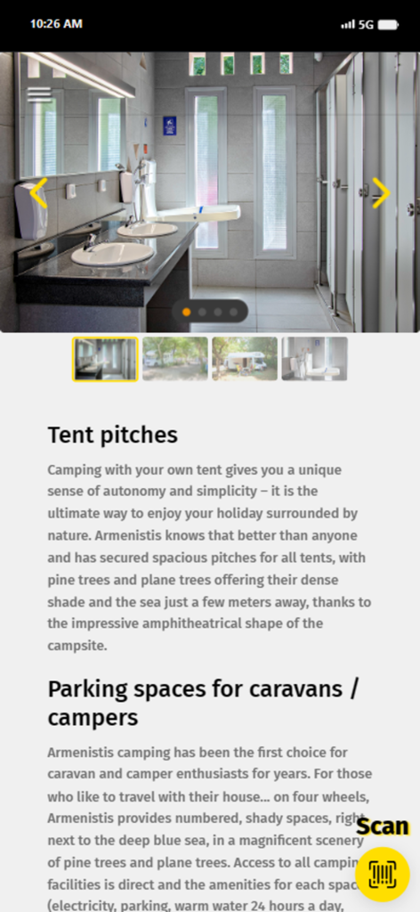 Armenistis - Modernos baños e instalaciones de camping que se muestran en la app Armenistis