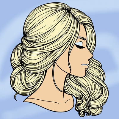 realistic woman's head & hair