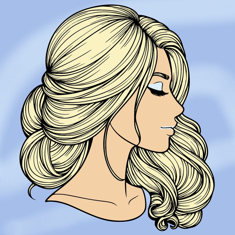 realistic woman's head & hair