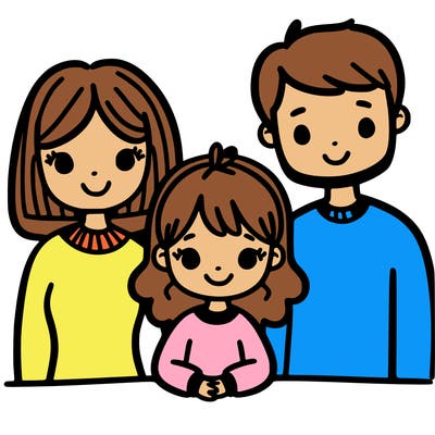girl with mom and dad