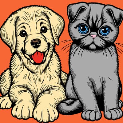 realistic cat and dog