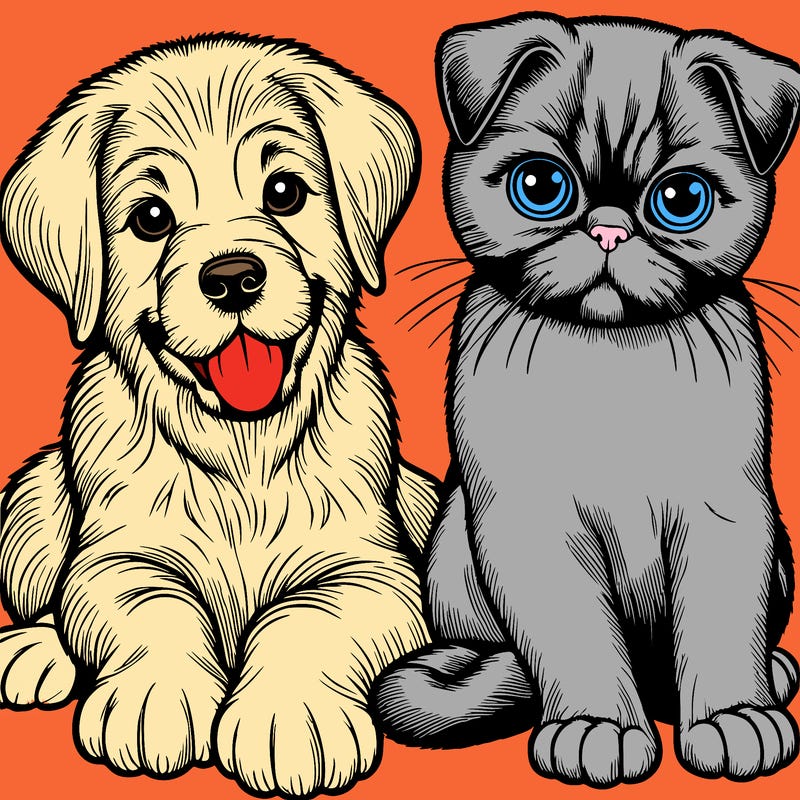 realistic cat and dog