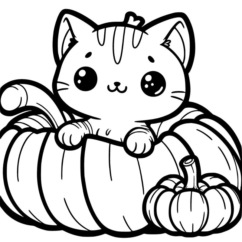 a cute cat in a pumpkin