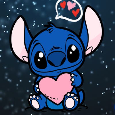 stich holding a heart