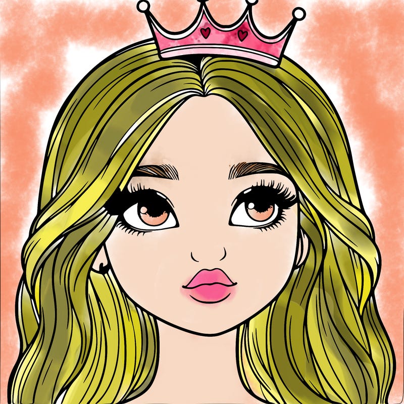 a realistic girl with a crown on