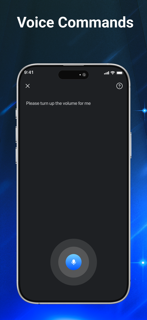 Smartphone screen showing the voice commands interface of the Remoto Universal TV remote app