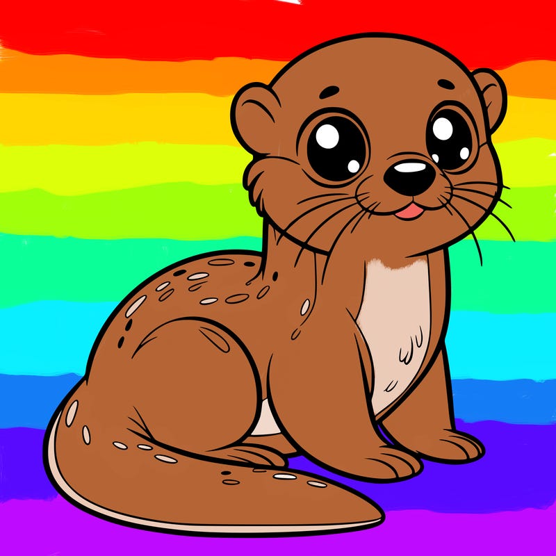 otter, big eyes, full body