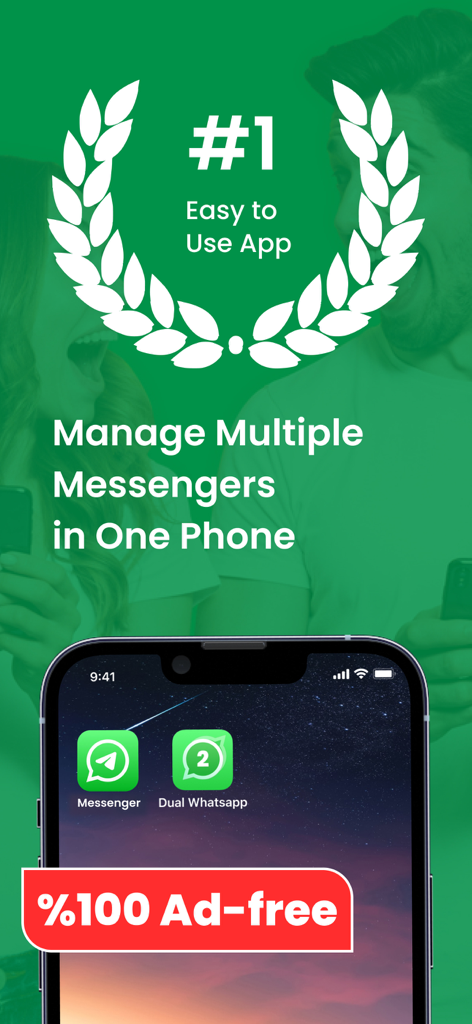 Screenshot of Dual Messenger app showing how to manage multiple messenger accounts on a single iPhone