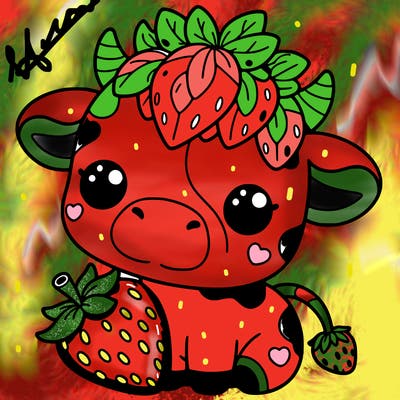 cute strawberry cow