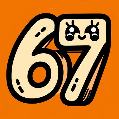 the numbers 67