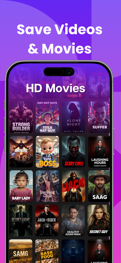 L0kLok Online Tv Drama, Movies - A mobile phone screen displaying a grid of movie posters in the L0kLok app library under the heading HD Movies.