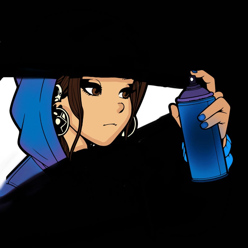 a realistic girl, spray painting