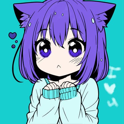 shy anime catgirl