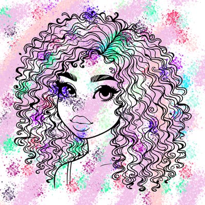 girl with curly hair realistic